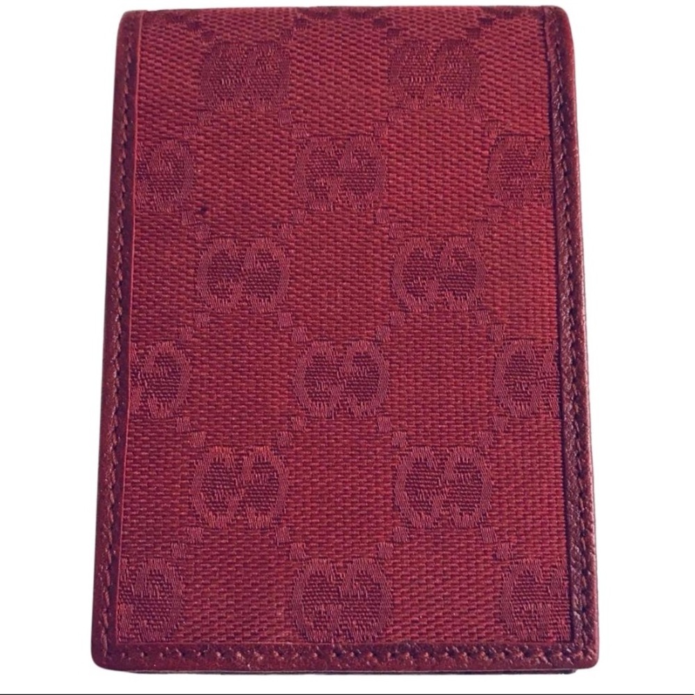 SOLD *** Gucci GG Red Canvas Notepad Wallet with Pen